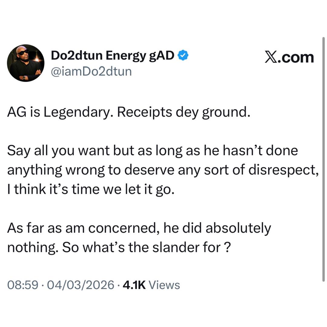 OAP Dotun tackles Nigerians consistently bashing singer, Adekunle, over controversial tweets shared by his wife, Simi, many years ago